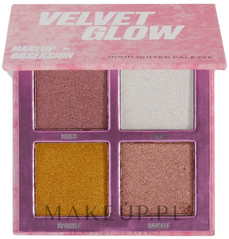Палетка хайлайтеров Makeup Obsession Velvet Glow Highlighter Palette 4 оттенка