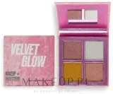 Палетка хайлайтеров Makeup Obsession Velvet Glow Highlighter Palette 4 оттенка — фото 2