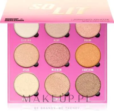Палетка хайлайтеров Makeup Obsession So Lit Highlighting Palette 9 оттенков