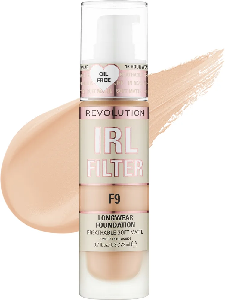 Тональная основа Makeup Revolution IRL Filter Longwear Foundation матирующая стойкая, 23 мл, оттенок F9
