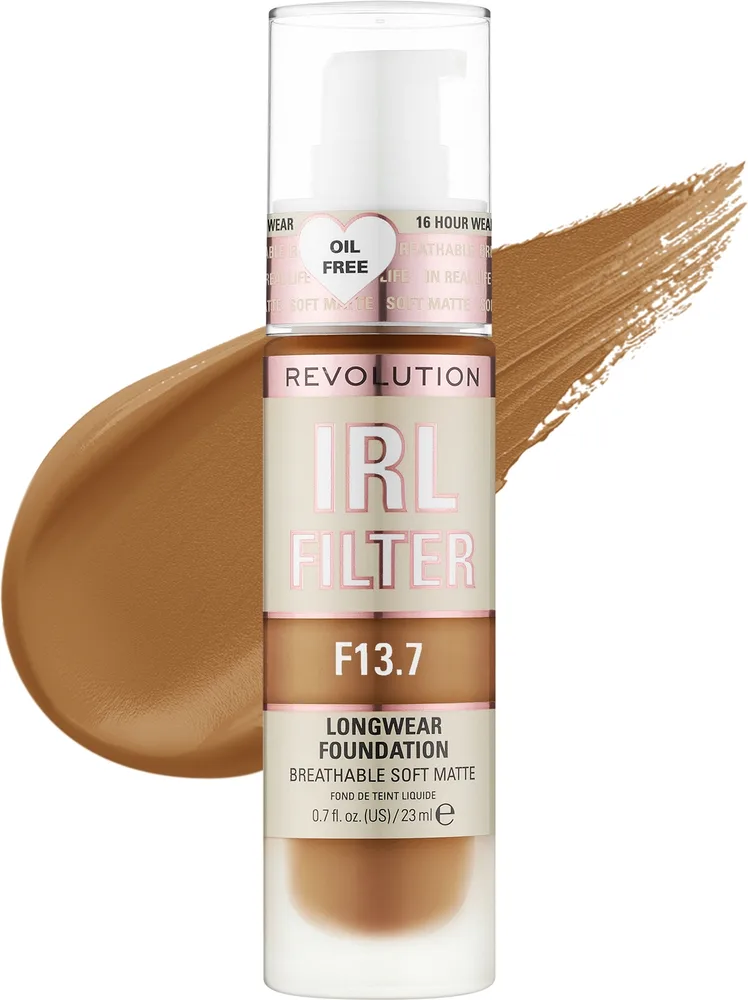 Тональная основа Makeup Revolution IRL Filter Longwear Foundation матирующая стойкая, 23 мл, оттенок F13.7