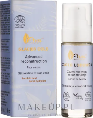Сыворотка для лица AVA Laboratorium Glacier Gold с гидролатом нероли и янтарной кислотой восстанавливающая 30 мл