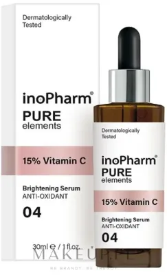 Сыворотка для лица InoPharm Pure Elements 15% Vitamin C осветляющая с витаминами C и E 30 мл