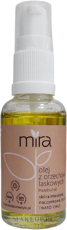 Масло для тела и массажа Mira нерафинированное из лесного ореха 30 мл