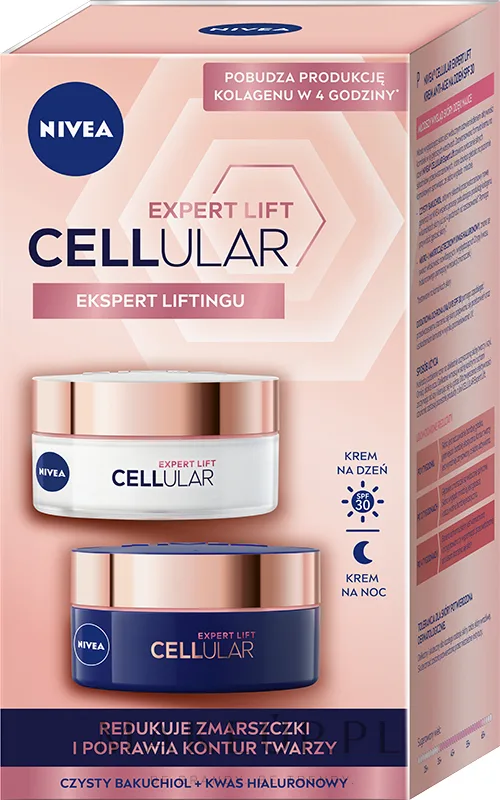 Набор кремов NIVEA Cellular Expert Lift дневной SPF30 и ночной с бакучиолом и креатином 2x50 мл