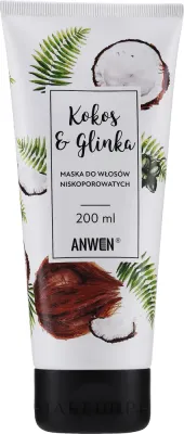 Маска для волос Anwen для низкой пористости, кокосовое масло, каолин, пантенол, гиалуроновая кислота, 200 мл