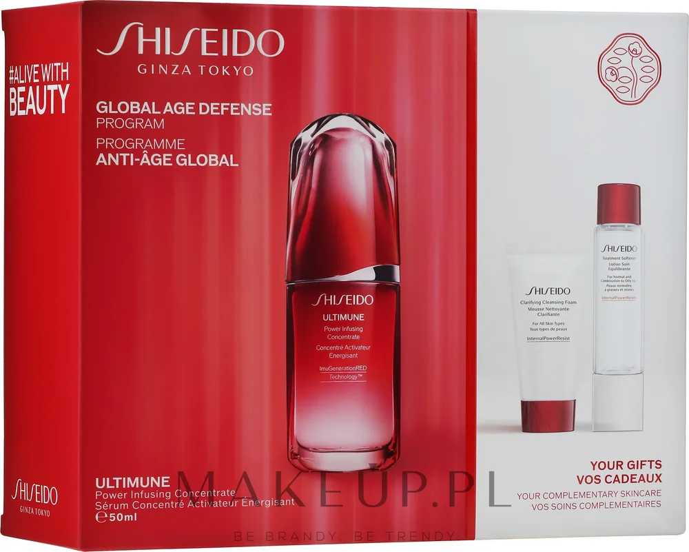Набор Shiseido Ultimune концентрат для лица пенка для умывания и тонер 50+30+30 мл