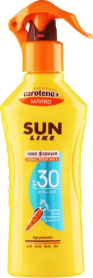 Спрей для тела Sun Like Body Milk SPF 30 молочко с бета каротином и витамином Е 200 мл