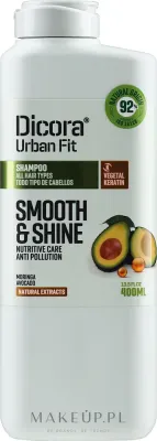 Шампунь Dicora Urban Fit Smooth & Shine для всех типов волос, с маслом авокадо и морингой, 400/800 мл