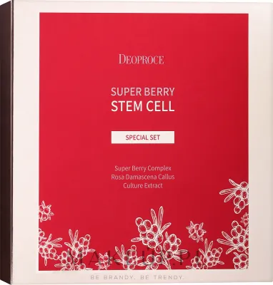 Набор Deoproce Super Berry Stem Cell лосьон эссенция крем и крем для век со стволовыми клетками розы 130+130+50+20 мл