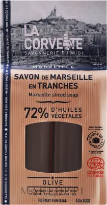 Мыло оливковое La Corvette Savon de Marseille Olive Brut марсельское, 10 x 100 г