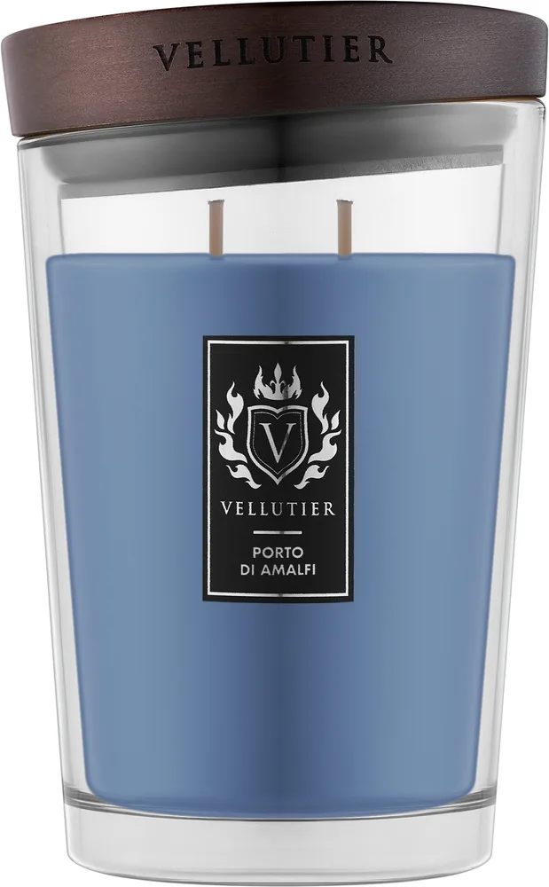 Vellutier Porto di Amalfi / Свеча в стекле, лимон, тимьян и кожа