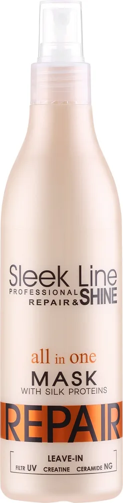 Маска-спрей для волос Stapiz Sleek Line несмываемая, двухфазная, креатин, керамиды, протеины шёлка, 300 мл