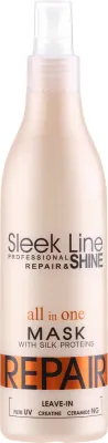 Маска-спрей для волос Stapiz Sleek Line несмываемая, двухфазная, креатин, керамиды, протеины шёлка, 300 мл