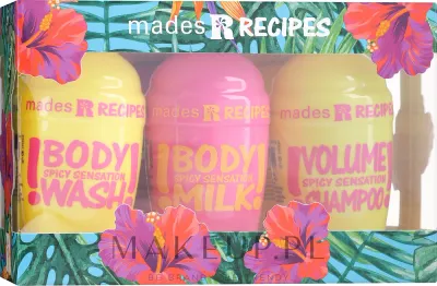 Набор Recipes Spicy Sensation шампунь гель для душа и молочко с маракуйей и бразильским перцем 3x100 мл