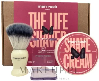 Набор для бритья Men Rock The Life Shaver Black Pomegranate крем 100 мл помазок и подставка