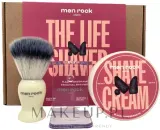 Набор для бритья Men Rock The Life Shaver Black Pomegranate крем 100 мл помазок и подставка — фото 1