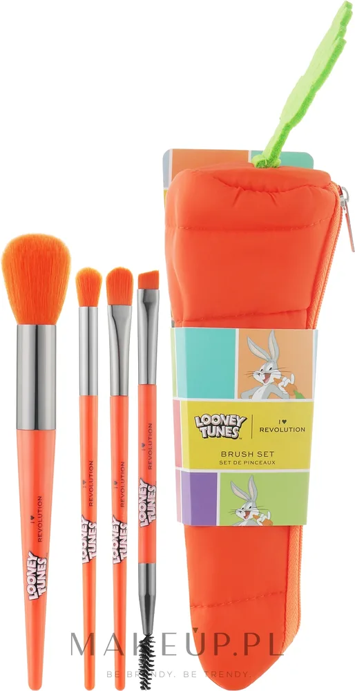 Набор кистей для макияжа I Heart Revolution Looney Tunes Brush Set 4 шт. в косметичке