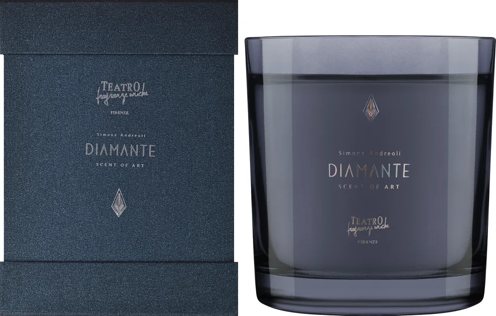 Teatro Fragranze Uniche Diamante / Свеча в стекле, дымно-сладкие древесные ноты, 180/750 г
