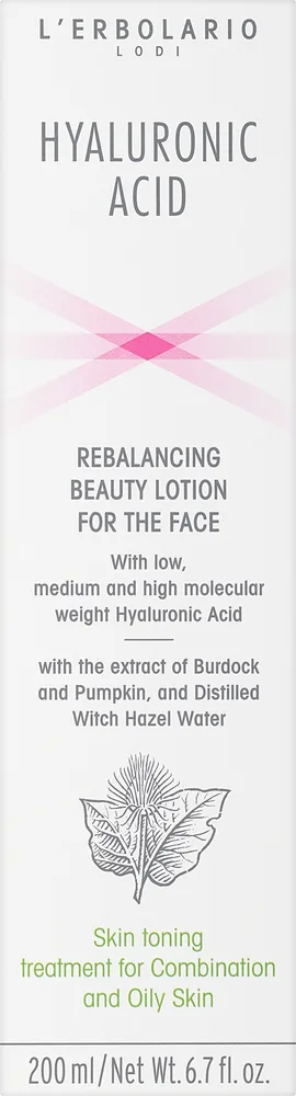 Набор L'Erbolario Hyaluronic Acid лосьон для лица и тканевые маски с гиалуроном и ниацинамидом 200 мл+4 шт