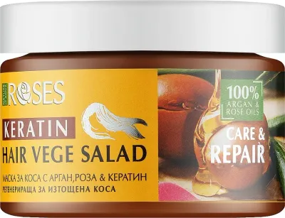 Маска для волос Nature of Agiva Roses с розовым и аргановым маслом, кератин, пантенол, для ослабленных, 350 мл