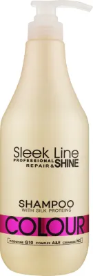 Шампунь Stapiz Sleek Line Colour для окрашенных волос, с протеинами шёлка и керамидами, 1000 мл