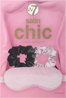 Набор W7 Cosmetics Satin Chic Sweet Dreams атласная маска для сна розовая и 2 резинки для волос
