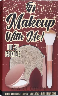Набор аксессуаров W7 Makeup With Me пинцет спонж кисть для пудры бьюти-блендер и зеркальце