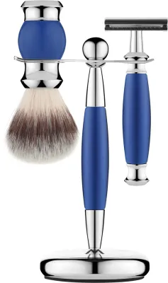 Набор для бритья Golddachs Synthetic Hair Safety Razor Polymer Blue Chrome помазок из синтетического ворса станок безопасного типа и подставка синий полимер и хром