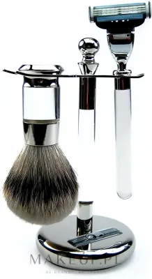 Набор для бритья Golddachs Finest Badger Mach3 Metal Chrome Acrylic помазок из натурального ворса барсука высшего качества станок Gillette Mach 3 и подставка металл хром и акрил