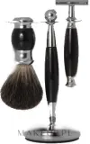 Набор для бритья Golddachs Pure Badger Safety Razor Polymer Black Chrome помазок из натурального ворса барсука станок безопасного типа и подставка черный полимер и хром — фото 1