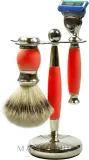 Набор для бритья Golddachs Pure Badger Fusion Polymer Red Chrome помазок из натурального ворса барсука станок Gillette Fusion и подставка красный полимер и хром — фото 1