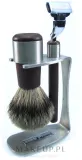 Набор для бритья Golddachs Finest Badger Mach3 Wenge Wood Stainless Steel помазок из натурального ворса барсука высшего качества станок Gillette Mach 3 и подставка дерево венге и — фото 1