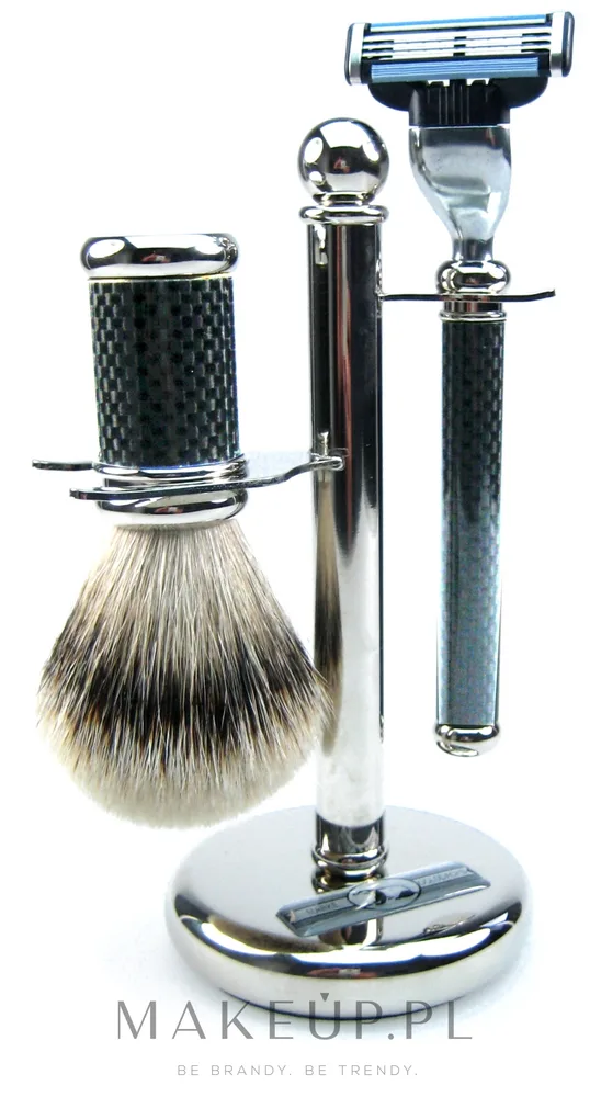 Набор для бритья Golddachs SilverTip Badger Mach3 Chromed Black помазок из ворса барсука Silver Tip станок Gillette Mach 3 и подставка черный хром