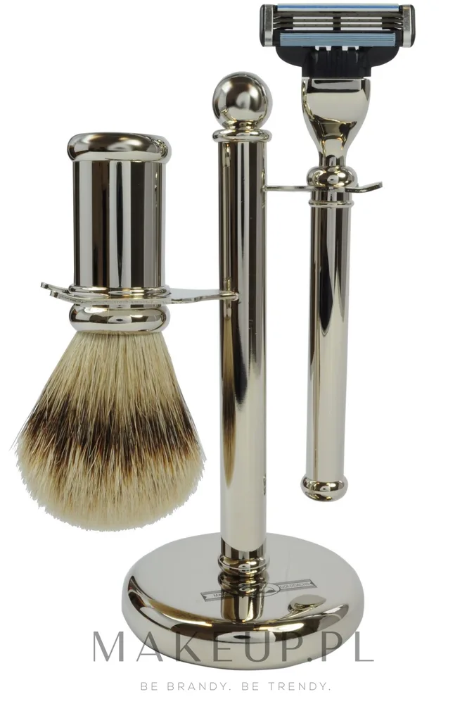 Набор для бритья Golddachs Finest Badger Mach3 Metal Chrome Handle помазок из натурального ворса барсука высшего качества станок Gillette Mach 3 и подставка металл и хром