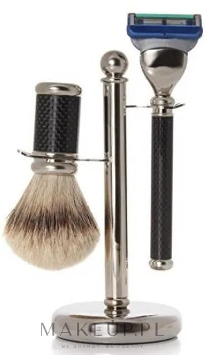 Набор для бритья Golddachs SilverTip Badger Fusion Chromed Black помазок из ворса барсука Silver Tip станок Gillette Fusion и подставка черный хром