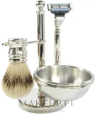 Набор для бритья Golddachs Silvertip Badger Mach3 Soap Bowl Chrom помазок из ворса барсука Silver Tip станок Gillette Mach 3 и подставка хром — фото 4