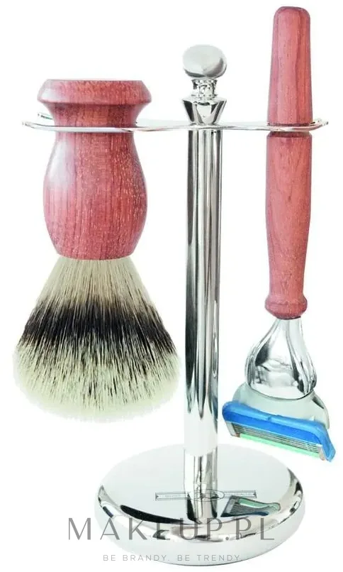Набор для бритья Golddachs Synthetic Hair Fusion Chrome Rose Wood помазок из синтетического ворса станок Gillette Fusion и подставка хром и розовое дерево