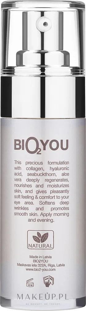 Сыворотка для области вокруг глаз Bio2You Natural Anti-Ageing с коллагеном гиалуроновой кислотой и маслом облепихи для зрелой кожи 30 мл