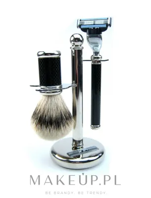 Набор для бритья Golddachs Rasierset Carbon-Optik помазок из натурального ворса барсука станок Gillette Mach 3 и подставка карбон