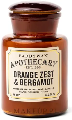 Paddywax Apothecary Orange Zest & Bergamot / Свеча в стекле, апельсин и жасмин, 226 г