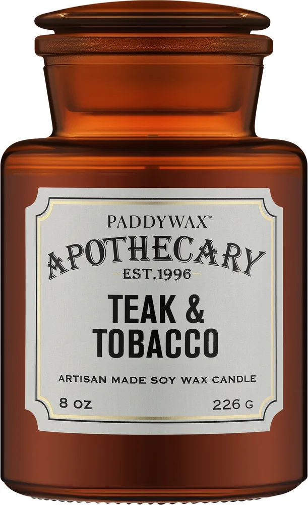 Paddywax Apothecary Teak & Tobacco / Свеча в стекле, тик и табак, 226 г