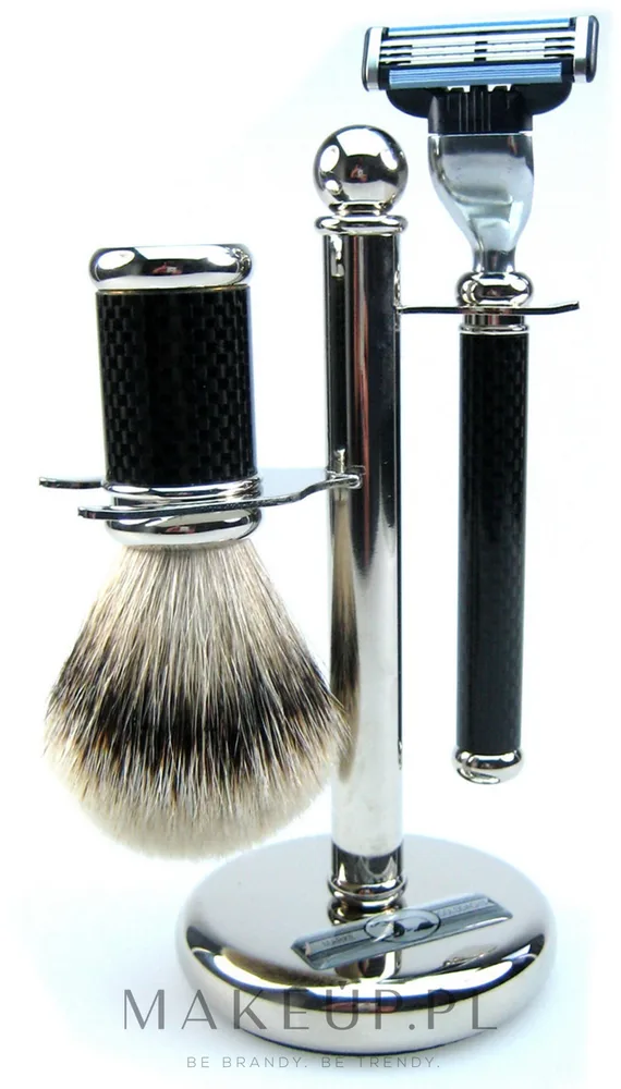 Набор для бритья Golddachs Fine Badger Mach3 Metal Chrome Handle помазок из натурального ворса барсука станок Gillette Mach 3 и подставка металл и хром