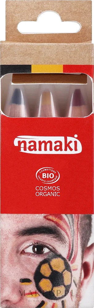 Namaki Supporter Kit набор карандашей для аквагрима черный, желтый, красный, детский грим на лицо, 3x2,1 г