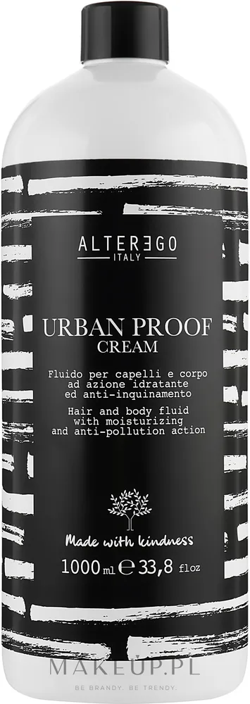 Alter Ego Italy Alter Ego Urban Proof Cream - Крем-флюид для волос Alter Ego Urban Proof с углём, защитный, увлажняющий, с маслом арганы, 1000 мл