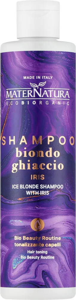 Тонирующий шампунь MaterNatura Ice Blonde Iris против желтизны, с фиалкой и ирисом, для светлых волос, 250 мл