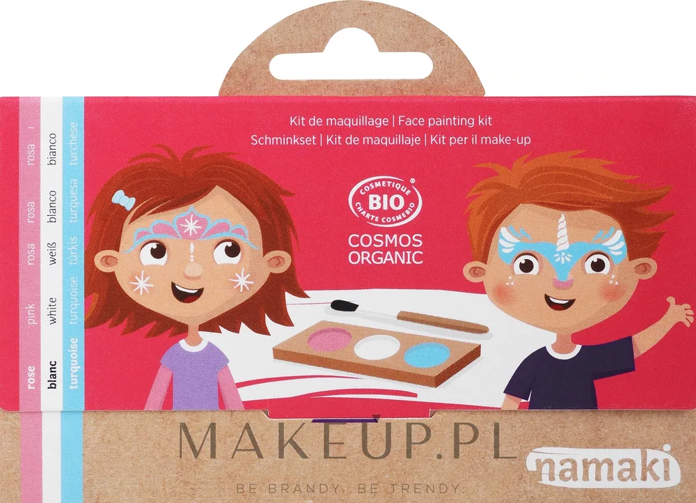 Namaki Princess and Unicorn набор аквагрима детский на водной основе 3 цвета 7.5 г кисть и 2 трафарета