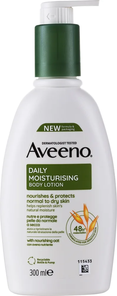Aveeno Daily Moisturizing Body Lotion — увлажняющий крем для тела с овсяным пребиотическим комплексом, 300 мл
