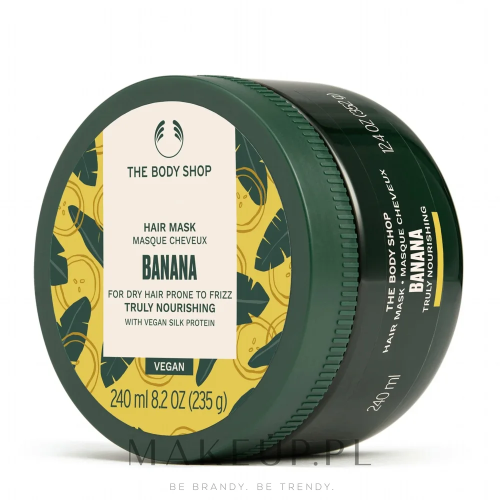 Маска для волос The Body Shop Banana питательная, банан, масло какао, ши, купуасу, витамин C, веган, 240 мл