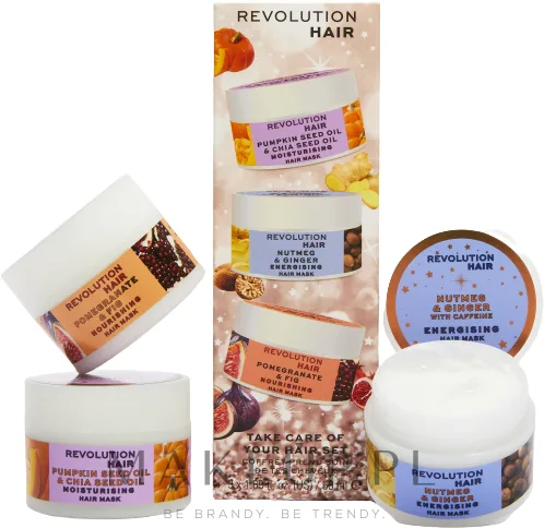Набор масок для волос Revolution Haircare Winter с тыквой чиа арганой и гранатом 3x50 мл